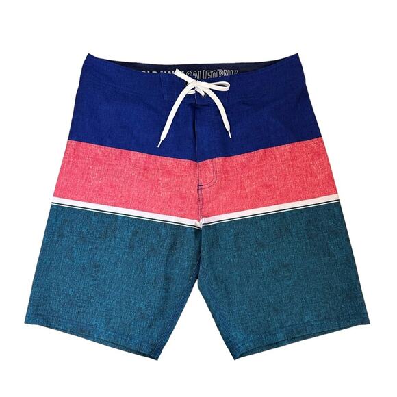 Old Navy Swim Trunks Color Block Boardshorts Mens Size 34 Lace Up California 10" - Picture 1 of 12